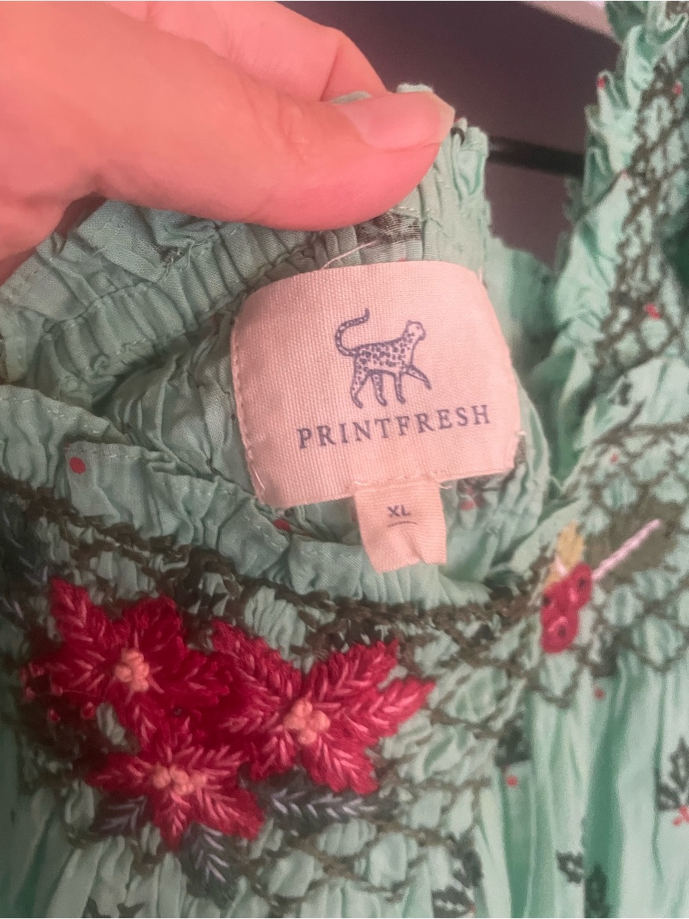 Printfresh Mint Green Embroidered Maxi Dress XL Christmas holiday - Picture 5 of 12